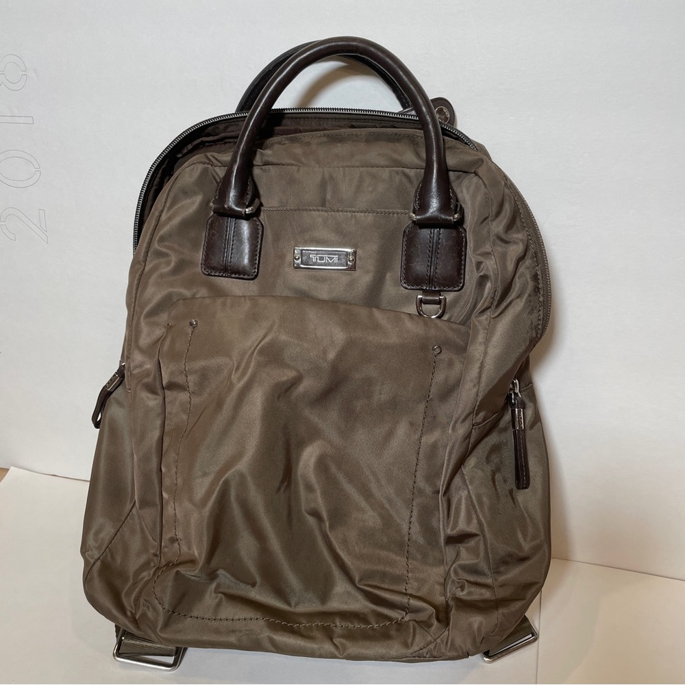 Olive or Taupe Tumi backpack tote bag laptop